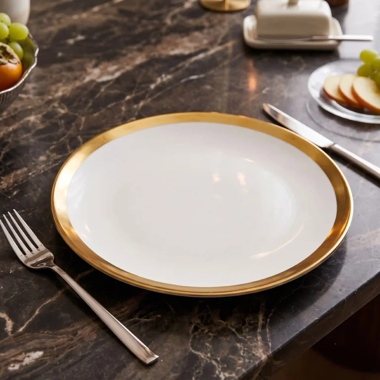 Decor Triibe fine dinnerware plates set on an elegant dining table